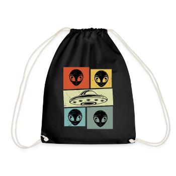 Alien Ovni Rétro Vintage - Sac de sport léger - noir - Devant