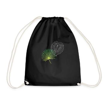 Line Art Palm Fan & Monstera Duo - Sac de sport léger - noir - Devant
