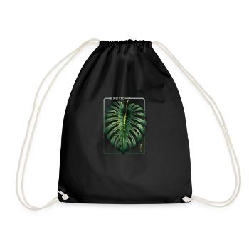 Exotic Abundance Monstera Leaf - Drawstring Bag - black - Front