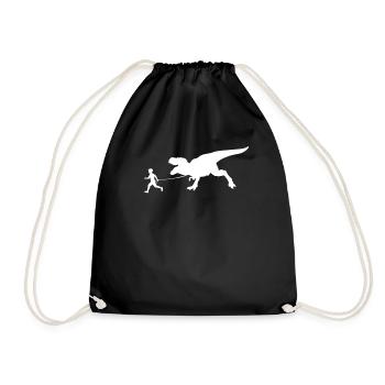 Dino T-rex walk Dino Lover Cute Dinosaur - Drawstring Bag - black - Front