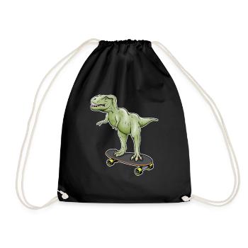 Dinosaur Skateboarding T-Rex Dino Dinosaur - Turnbeutel - Schwarz - Vorne