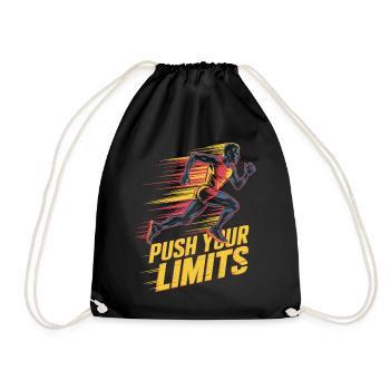 Grenzen überschreiten – Push Your Limits - Turnbeutel - Schwarz - Vorne
