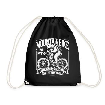 Mountain Bike Adventure Bike Bear Retro Style - Drawstring Bag - black - Front