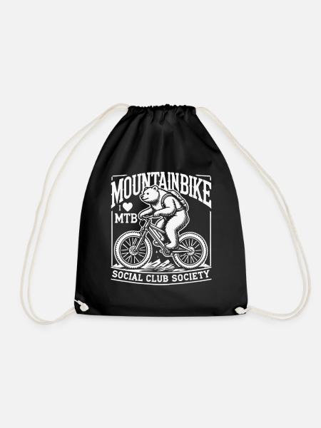 Mountainbike Abenteuer Fahrrad Bär Retro Stil - Turnbeutel - Schwarz