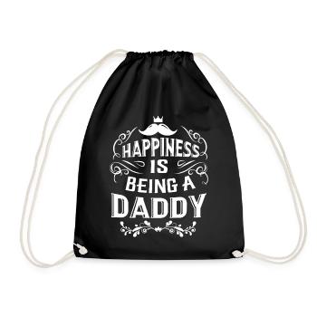 Father's Day Happiness Is Being A Daddy - Drawstring Bag - black - Front