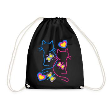 Chat Chats Rétro Vintage Années 80 Années 90 - Sac de sport léger - noir - Devant