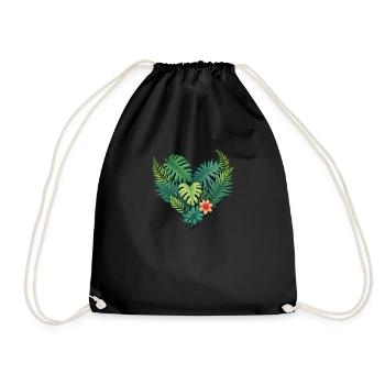 Tropical Heart Foliage Bloom - Drawstring Bag - black - Front