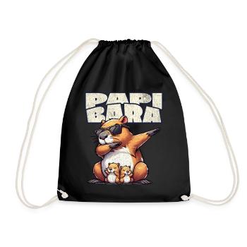 Papibara Capybara Father Dad - Drawstring Bag - black - Front