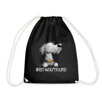 Irischer Wolfshund Cartoon Hund Hunderasse - Turnbeutel - Schwarz - Vorne