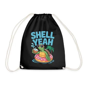 Sommer mit Stil – Turtle Time - Turnbeutel - Schwarz - Vorne