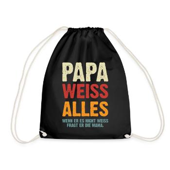 Papa Weiss Alles - Turnbeutel - Schwarz - Vorne