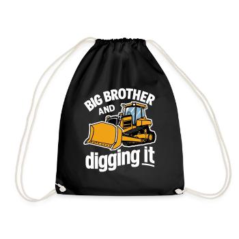 Big Brother And Digging It Funny Big Brother - Drawstring Bag - black - Front