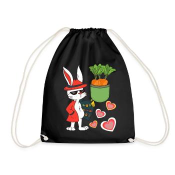 Easter Bunny Easter Egg Easter Eggs Bunny Retro 80s 90s - Drawstring Bag - black - Front