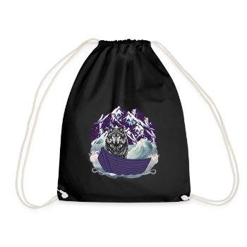 Husky Dog Dogs Maritime Boat Boats Adventure - Drawstring Bag - black - Front