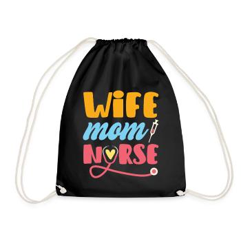 Wife Mom Nurse - Drawstring Bag - black - Front