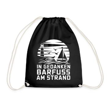 Mer Baltique Côte de la mer du Nord Pieds nus sur la plage en pensées - Sac de sport léger - noir - Devant
