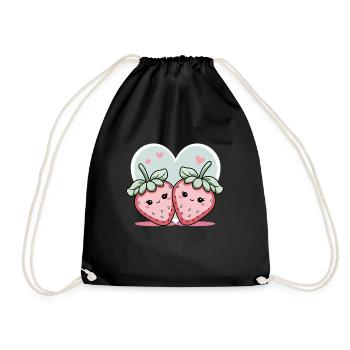 Sweet strawberry love - Drawstring Bag - black - Front