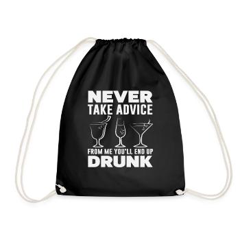Bartender Humor Never Sober Advice - Drawstring Bag - black - Front