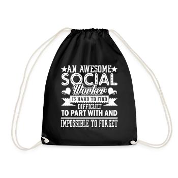 Social Worker Awesome Social Worker - Drawstring Bag - black - Front
