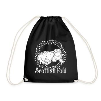 Scottish Fold Cat Vintage Design - Drawstring Bag - black - Front
