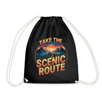 Take the Scenic Route – Retro Shirt - Drawstring Bag - black - Front