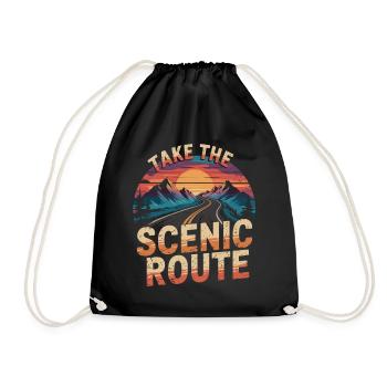 Road trip design for adventurers - Drawstring Bag - black - Front