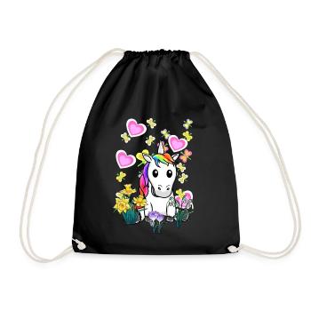 Unicorn Unicorns Summer Retro Mythical Creatures Kids - Drawstring Bag - black - Front