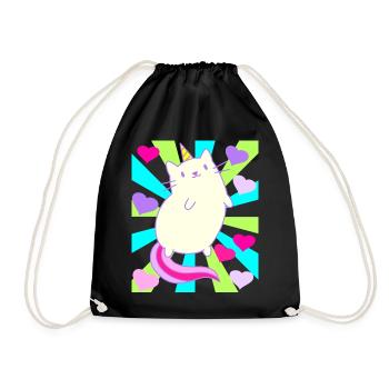 Licorne Licornes Chat Chat Rétro Enfants - Sac de sport léger - noir - Devant