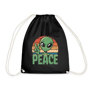 Alien UFO Peace - Drawstring Bag - black - Front