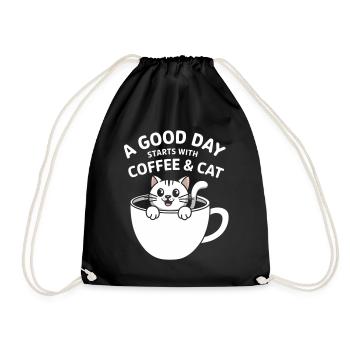 Kätzchen Morgens Kaffee und Katze - Turnbeutel - Schwarz - Vorne
