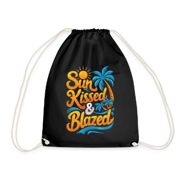 Vacation, Palm Trees, Sun, Blazed Style - Drawstring Bag - black - Front