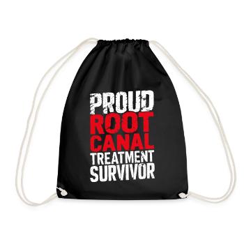 Funny Root Canal Survivor Endodontist Dental - Drawstring Bag - black - Front