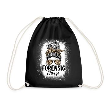 Forensic Nurse Messy Bun Leopard Funny Medical - Drawstring Bag - black - Front