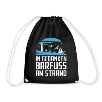 Mer Baltique Côte de la mer du Nord Pieds nus sur la plage en pensées - Sac de sport léger - noir - Devant