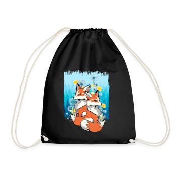 Fox, Foxes, Nature, Animal Welfare, Animal Lovers, Children - Drawstring Bag - black - Front