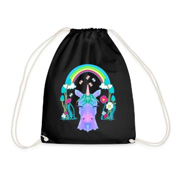 Unicorn Unicorns Rainbow Mythical Animals Child - Drawstring Bag - black - Front
