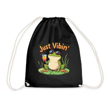 Just Vibin' Summer Frog - Drawstring Bag - black - Front