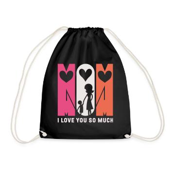 Maman, je t’aime - Cœur pour maman - Sac de sport léger - noir - Devant