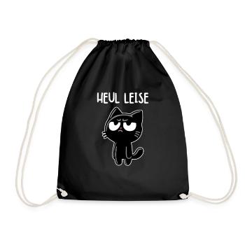 Genervte schwarze Katze – Blick sagt alles - Turnbeutel - Schwarz - Vorne