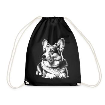 Corgi mignon en pose allongée - Sac de sport léger - noir - Devant