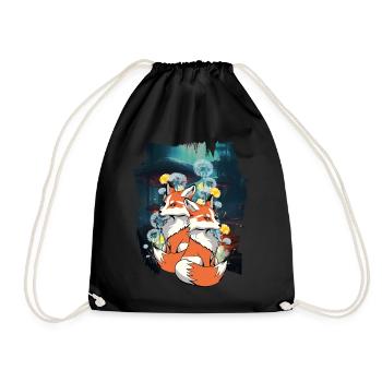 Animaux de la forêt, renards, renards, forêt, animaux sauvages - Sac de sport léger - noir - Devant