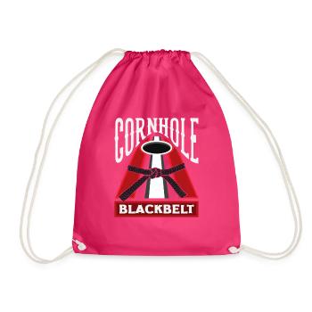 Cornhole Master Black Belt Lover - Drawstring Bag - fuchsia - Front
