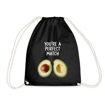 Avocado Liebe You're A Perfect Match Valentinstag - Turnbeutel - Schwarz - Vorne