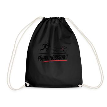 Führungskraft – Lustiges Hunde-Gassi-Shirt - Turnbeutel - Schwarz - Vorne