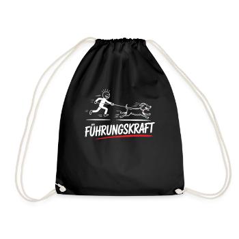 Führungskraft – Lustiges Hunde-Gassi-Shirt - Turnbeutel - Schwarz - Vorne