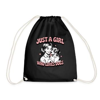 Just a girl who loves dogs – Retro 1960s Pop-Art - Turnbeutel - Schwarz - Vorne
