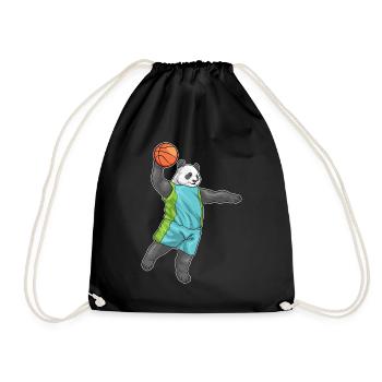 Panda Basketball Player Basketball - Drawstring Bag - black - Front