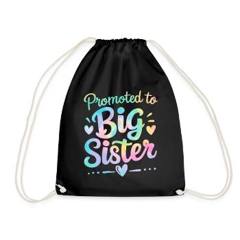 Promoted to Big Sister Tie Dye Oldest Sister - Drawstring Bag - black - Front