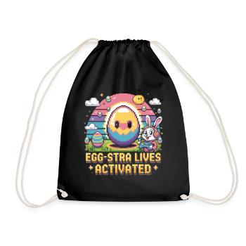 Ostern Gamer Hase Pixel Style - Turnbeutel - Schwarz - Vorne