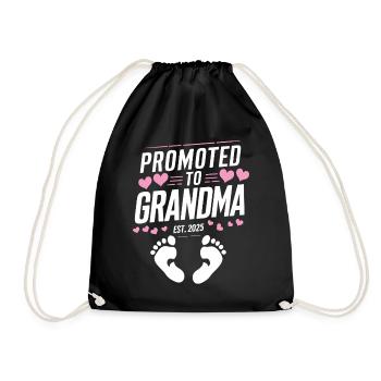 Promoted to Grandma Est 2025 Baby Announcement - Drawstring Bag - black - Front